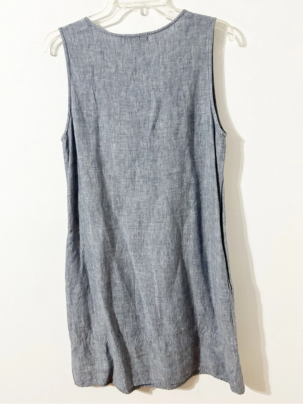 Kenar Sleeveless Linen-Blend Tunic Coverup in Chambray Gray-Blue